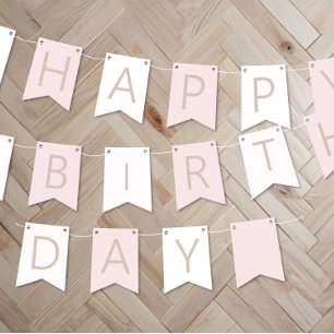 Pink Birthday Custom Party Bunting Banner