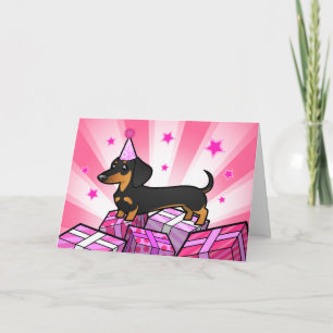 Pink Birthday Dachshund (smooth coat) Card