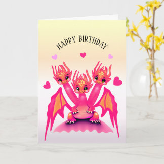 Pink Birthday Dragon Card