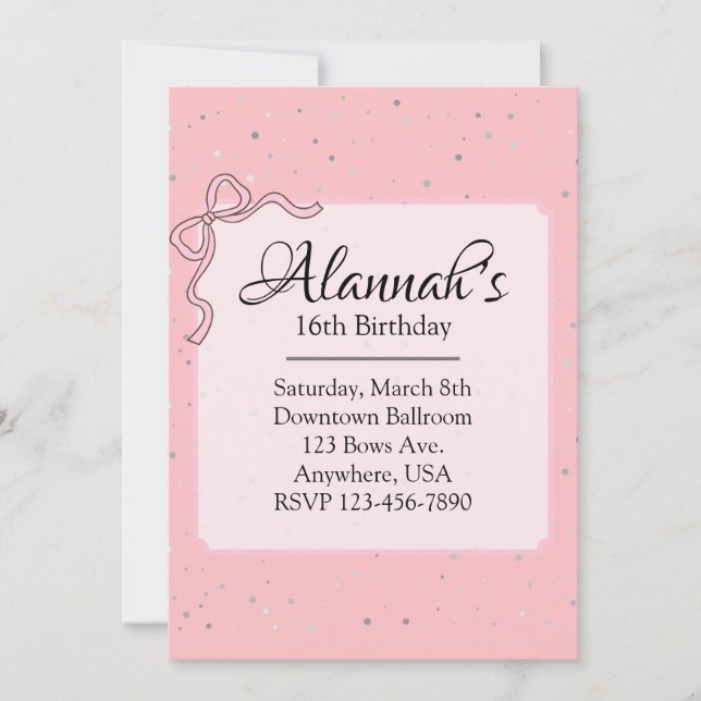 Pink Birthday Invitation  (Front)