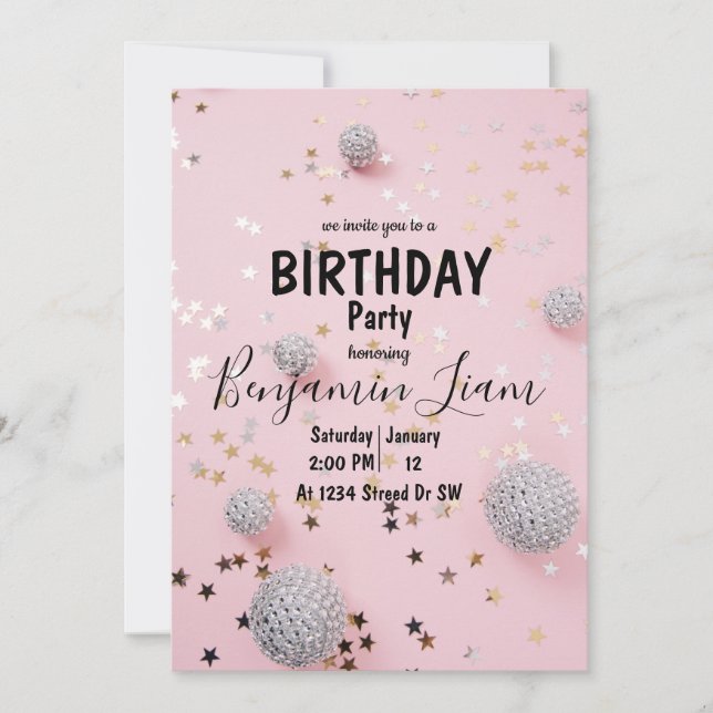Pink Birthday Invitation (Front)