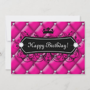 Pink Birthday Invitation Cute Crown Sweet 16