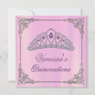 Pink Birthday Invite with Diamond Tiara