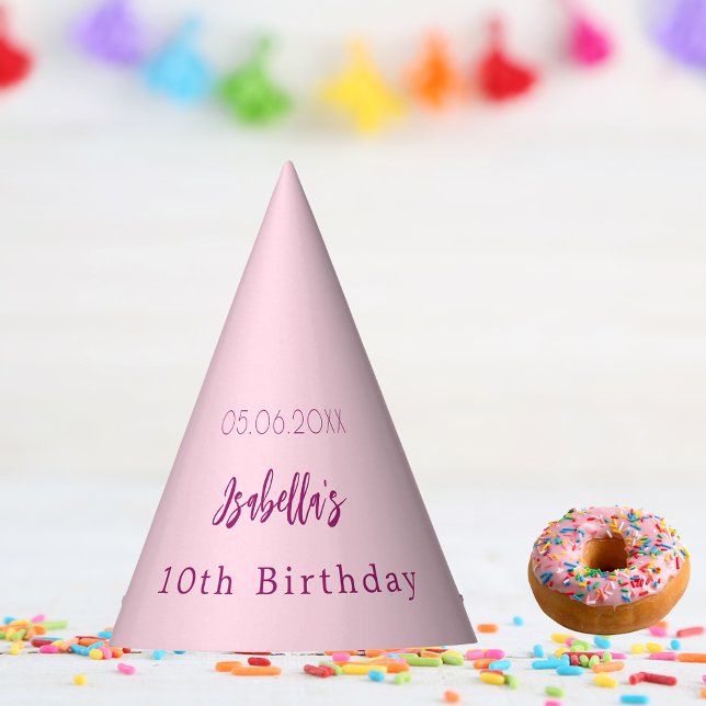Pink birthday party girl party hat (Creator Uploaded)