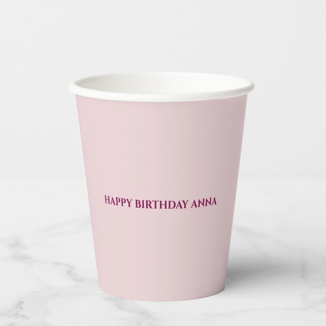 Pink Birthday Party Paper Cups – Elegant & Fun  (Front)
