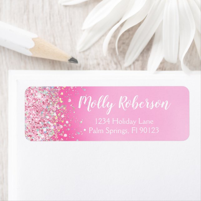 Pink Birthday Party Return Address (Insitu)
