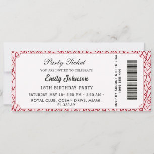 Pink Birthday Party Ticket Invitation 2026