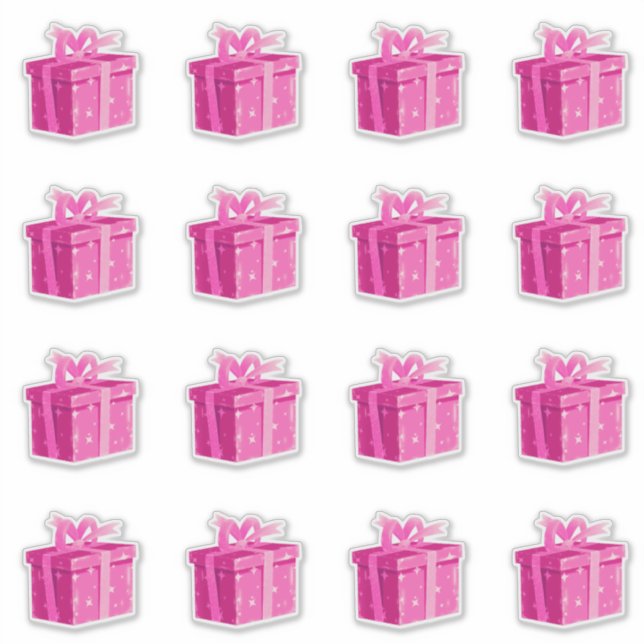 Pink Birthday Present Stickers Princess Surprise (Front)