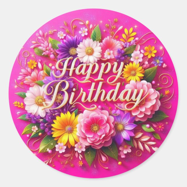 Pink Birthday sticker (Front)