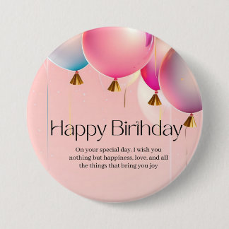 Pink Birthday Wishes 3 Inch Round Button
