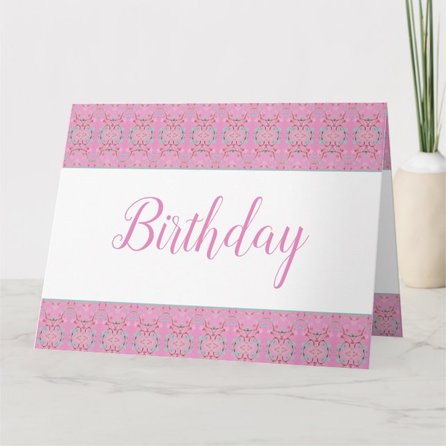 Pink Birthday Wishes Just For You Greeting Card (Front)