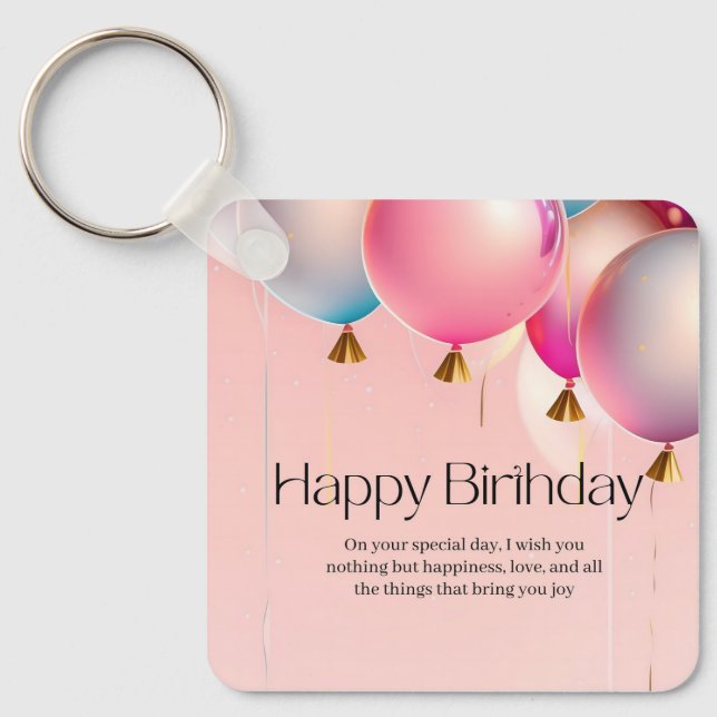Pink Birthday Wishes Keychain (Front)