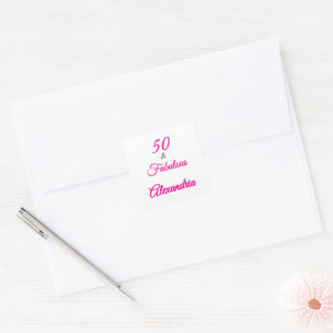 Pink Black 50 & Fabulous 50th  Birthday  Square Sticker