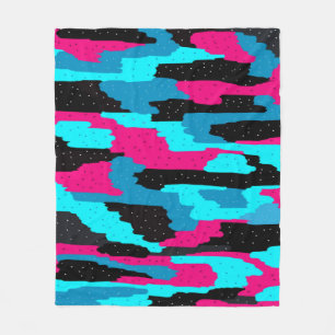 Pink, Black, and Blue Abstract Fleece Blanket