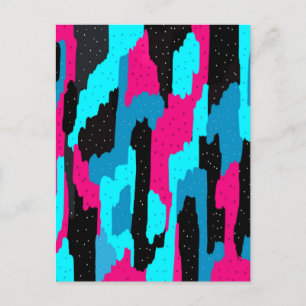 Pink, Black, and Blue Abstract Postcard