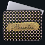 Pink, Black and Gold Foil Polka Dot Name Laptop Sleeve<br><div class="desc">Pink,  Black and Faux Gold Foil Polka Dot Pattern  with Gold Paint Stripe Elegant Monogram Computer Case. This case can be customized to include your full name with a beautiful handwritten black script.</div>