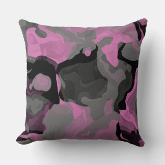 Pink Black and Grey abstract Throw Pillow