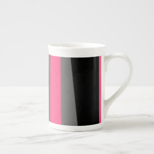 Pink Black and Grey Bone China Mug