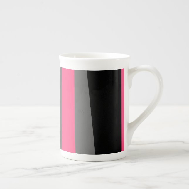 Pink Black and Grey     Bone China Mug (Right)