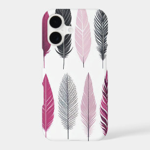 Pink Black and Grey Feathers iPhone / iPad case