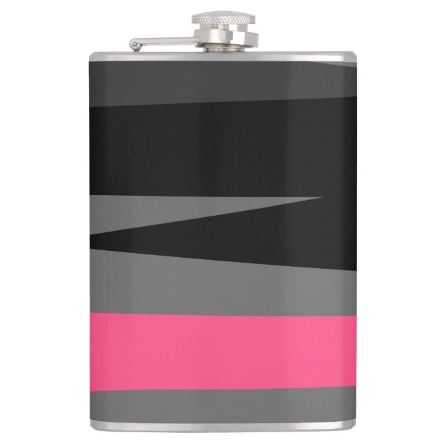 Pink Black and Grey   Hip Flask (Front)