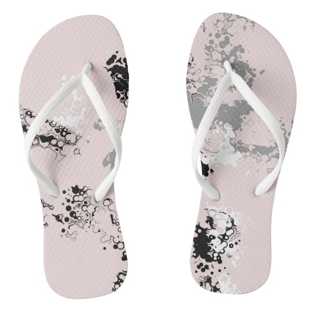 Pink, Black, and Grey Marble Abstract Flip Flops (Footbed)