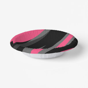 Pink Black and Grey Paper Plate