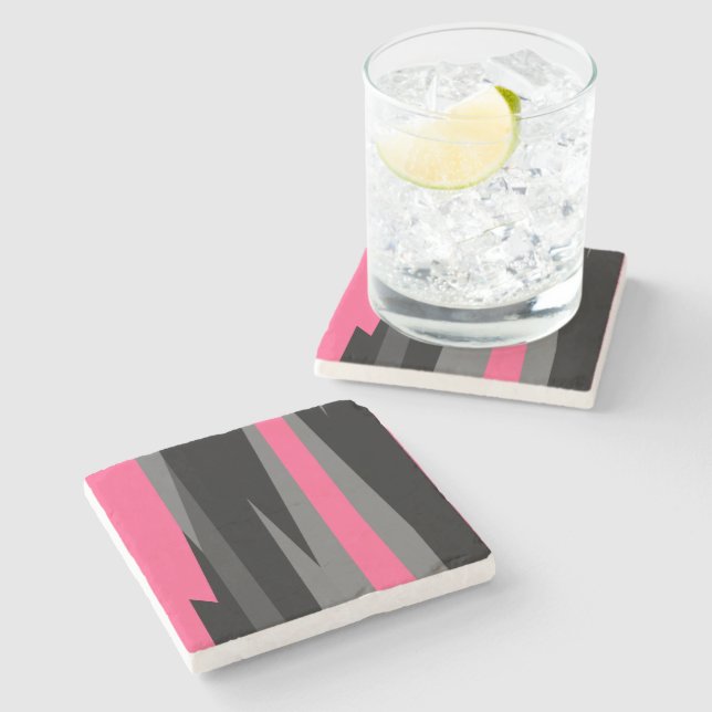 Pink Black and Grey    Stone Coaster (Side)