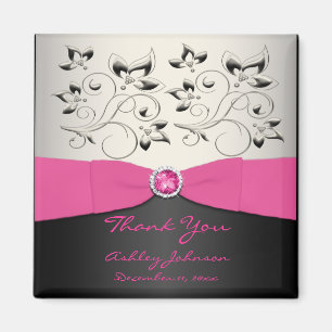 Pink, Black, and Silver Party Favor Magnet