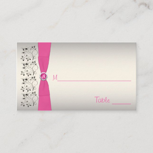 Pink, Black, and Silver Placecards (Front)