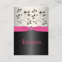 Pink, Black, and Silver Reception Enclosure Card