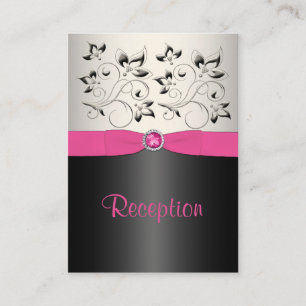 Pink, Black, and Silver Reception Enclosure Card