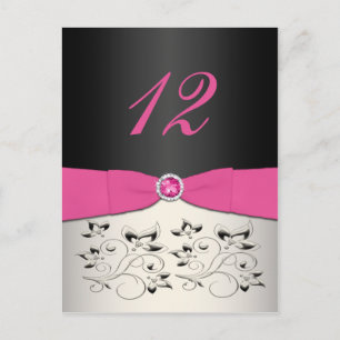 Pink, Black, and Silver Table Number Postcard