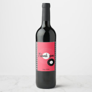 Pink, black and white 1950s theme checkered wine label