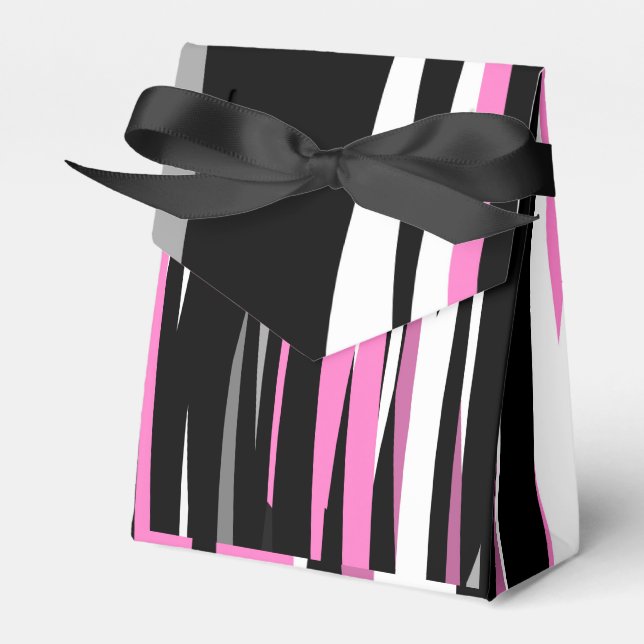 Pink Black and White Abstract   Favor Box (Front Side)