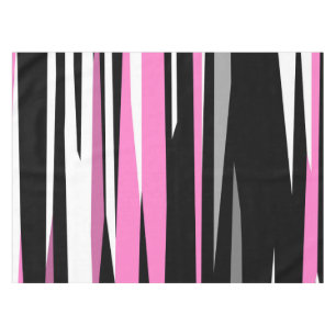 Pink Black and White Abstract Tablecloth
