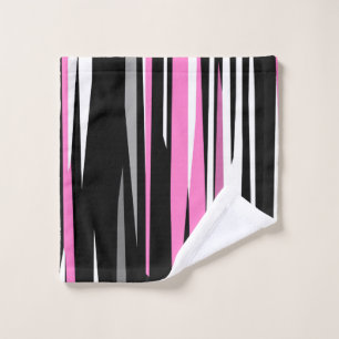 Pink Black and White Abstract Wash Cloth