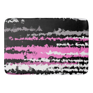 pink black and white  bath mat