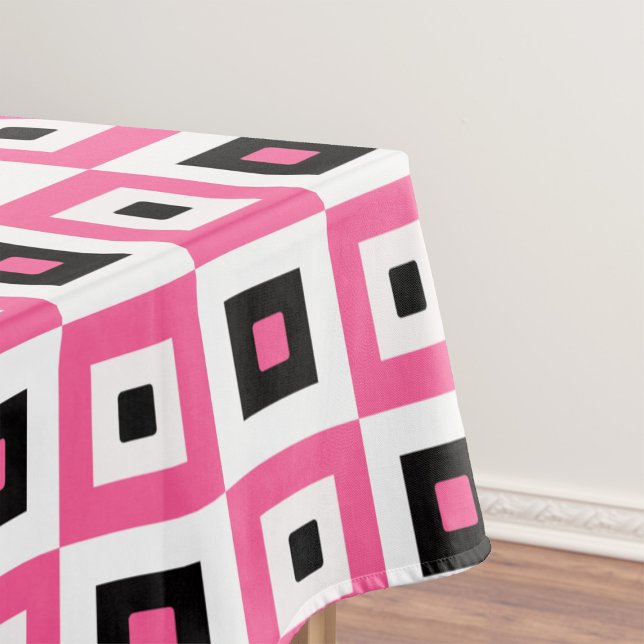 Pink Black and White Checkered Squares Pattern Fabric (Creator Uploaded)
