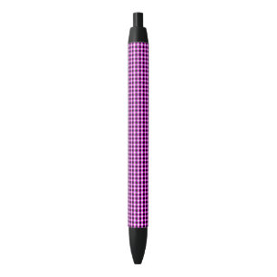 Pink Black And White Checks, Blue Ink Pen