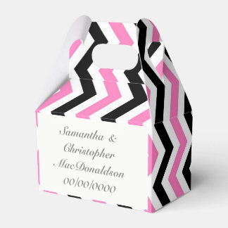 Pink black and white chevron wedding favor box