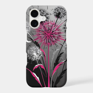 Pink Black and White Dandelion iPhone / iPad case