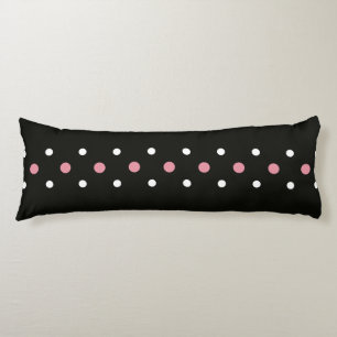 pink, black and white dots body pillow