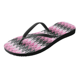 Pink Black and White Geometric  Flip Flops