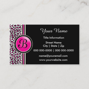 Pink, Black and White Leopard Print Business Card