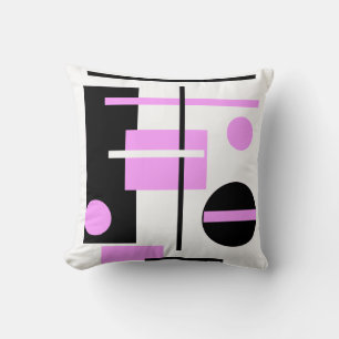 Pink Black and white Modern Abstract Throw Pillow