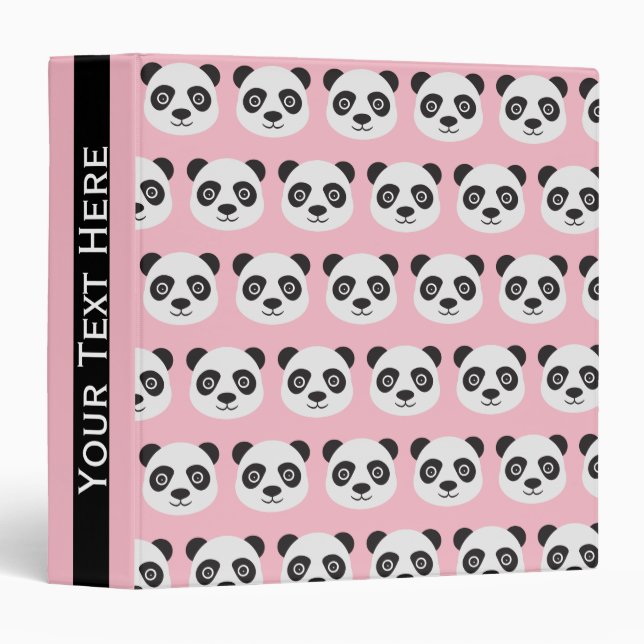 Pink Black and White Panda Pattern Binder (Front/Spine)