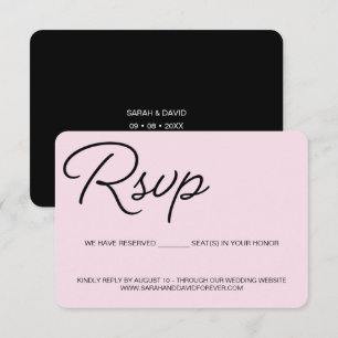 Pink Black and white RSVP wedding reserved seat