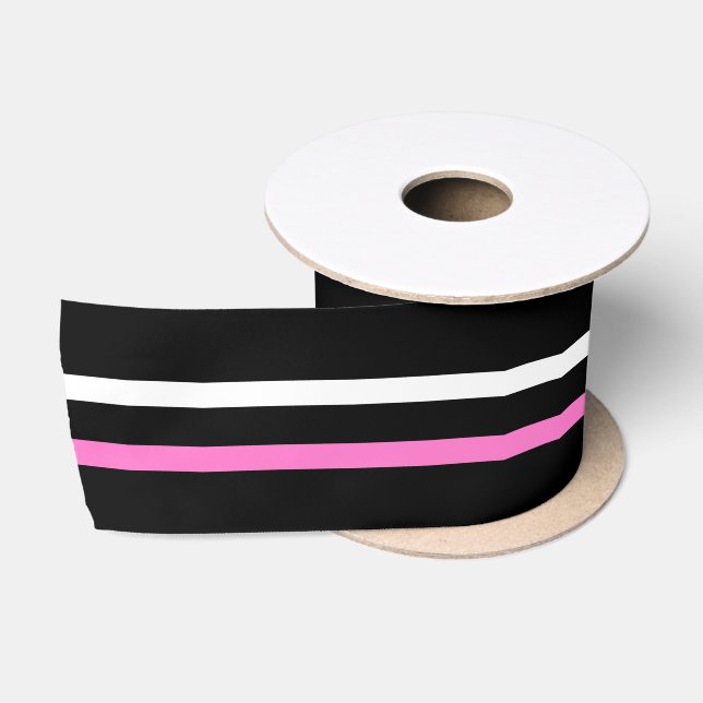 pink black and white satin ribbon (Spool)