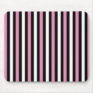 Pink, Black and White Stripes Mouse Pad